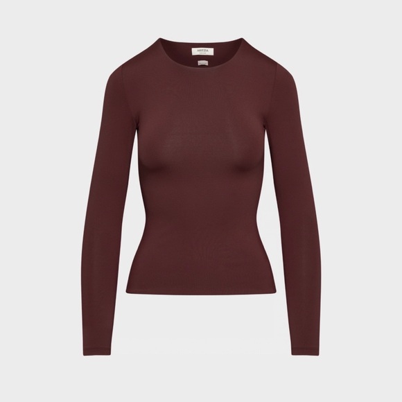 Aritzia Tops - NWT Aritzia Babaton Women’s Contour Crew Long Sleeve Rich Maroon Size XS
